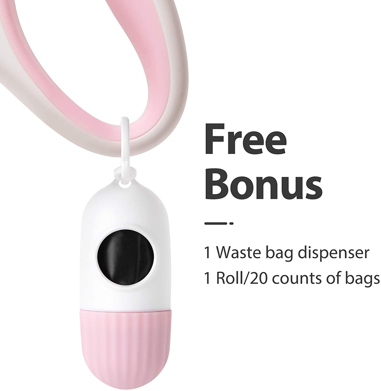 Retractable Dog Leash for Small Breed up to 26 Lbs, 16 Ft Pet Walking Leash with Dispenser and Poop Bags, Anti-Slip Handle, Reflective Strong Nylon Tape, One-Handed Brake (S, White & Pink)